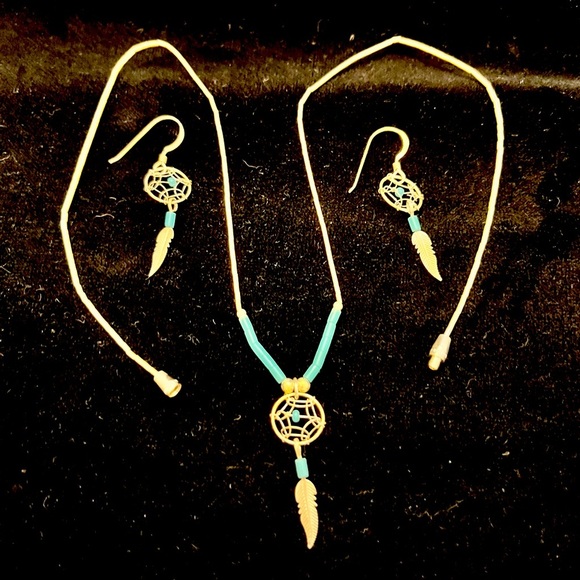 Sterling Silver and Turquoise Dreamcatcher Jewelry Set Native American Southwest - Picture 1 of 16
